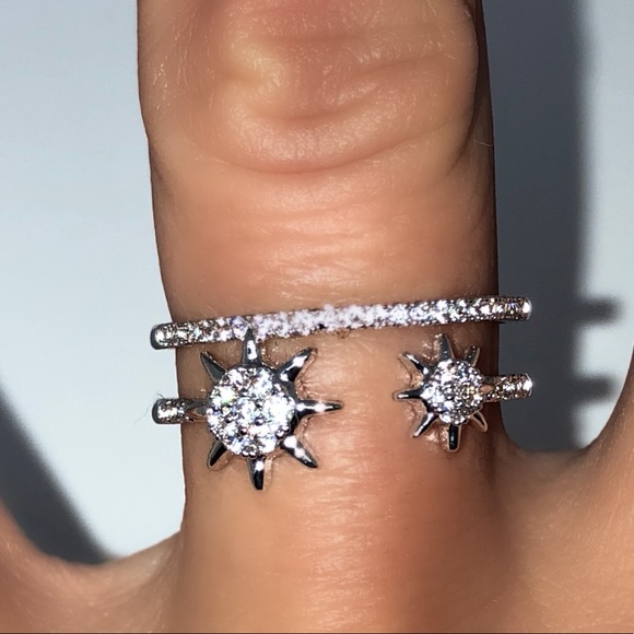 🆕PP Double Suns Double Band AAA Pave Cz Size 7.5 - Picture 3 of 7